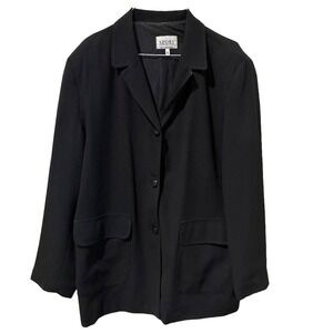 Sport Collection Black Three Button Blazer Jacket Size 16 Notched Lapel Pocket